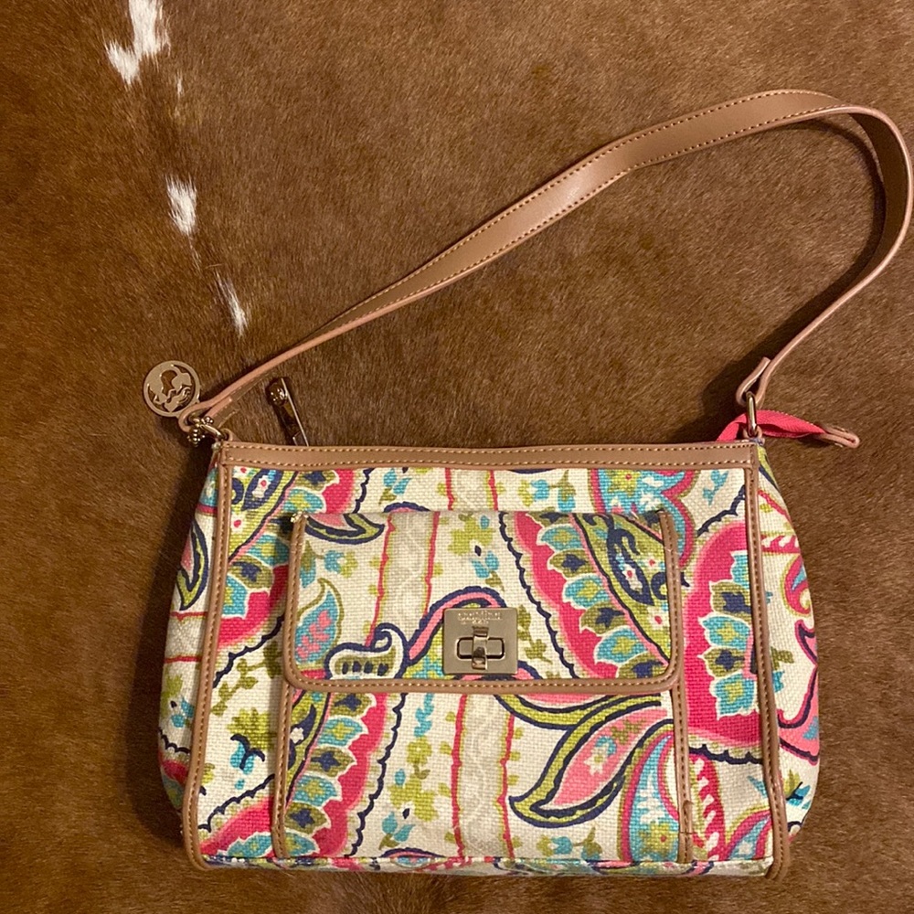 Spartina 449 Daufuskie Island Simple zip shoulder bag Salt Meadow print